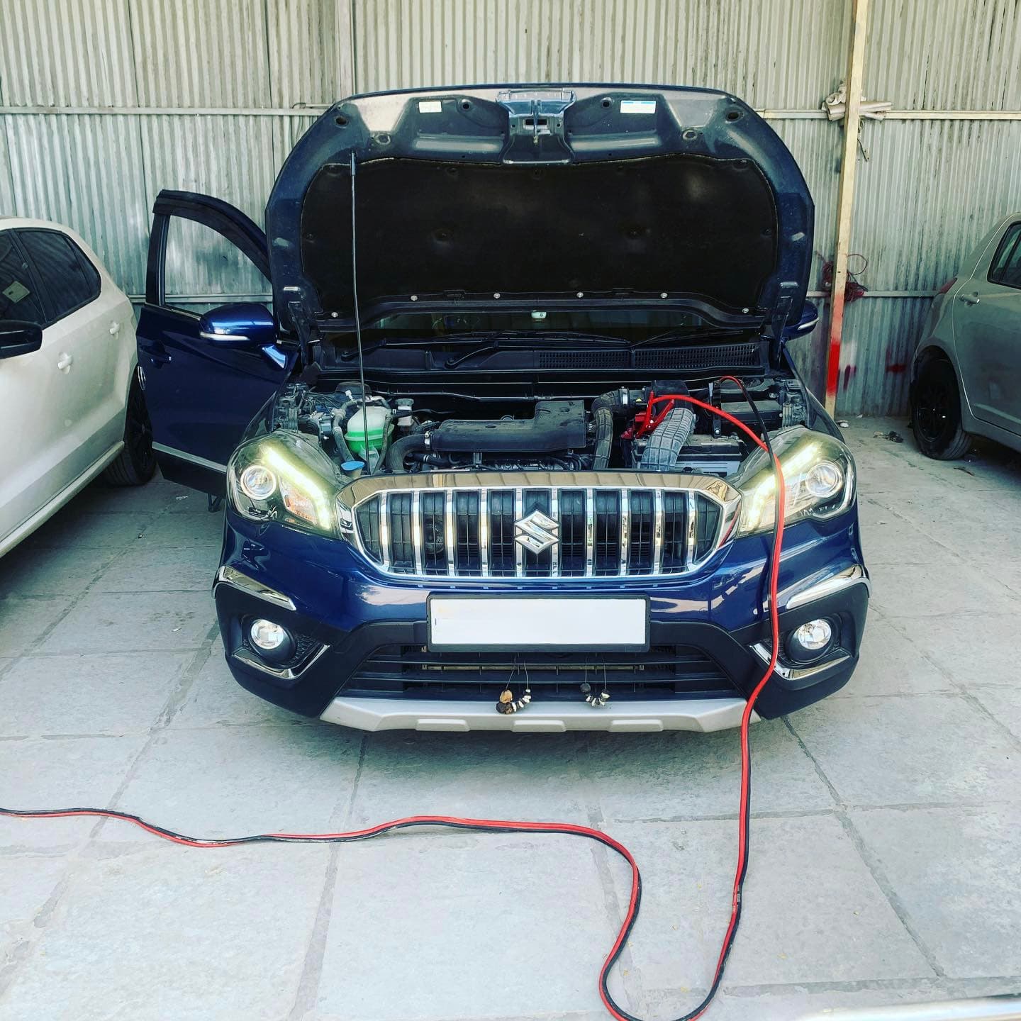 Car in workshop